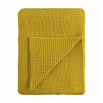 Плед из хлопка жемчужной вязки горчичного цвета Waffle Comfort варинант исполнения - 1 | Loft Concept в Новосибирске