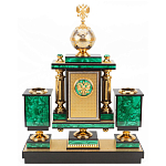 Настольный письменный набор из малахита и долерита с декором в виде герба России Leader Organizer варинант исполнения - 3 | Loft Concept в Новосибирске