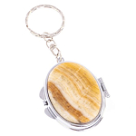 Зеркало брелок карманное двухстороннее из натурального камня Оникс Silver Stone Mirrors варинант исполнения - 1 | Loft Concept в Новосибирске