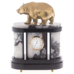 Часы настольные бронзовые с декором в виде медведя Bear Stone Clock варинант исполнения - 1 | Loft Concept в Новосибирске
