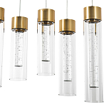 Люстра c 6-ю стеклянными плафонами золото Sparkling Bubbles Tube Gold Hanging Lamp варинант исполнения - 4 | Loft Concept в Новосибирске
