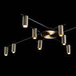 Потолочный светильник с 10-ю цилиндрическими плафонами цвета латунь TRIBES CHANDELIER варинант исполнения - 4 | Loft Concept в Новосибирске