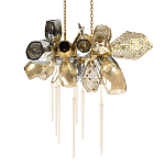 Люстра подвесная с 18-ю стеклянными плафонами с вертикальными подвесками Gilded Mirage  варинант исполнения - 1 | Loft Concept в Новосибирске