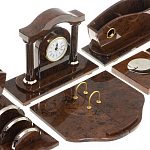 Настольный письменный набор с часами из природного камня обсидиана Competent Leader варинант исполнения - 4 | Loft Concept в Новосибирске