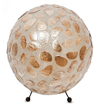 Настольная лампа из перламутра на металлическом каркасе Indonesian Circle варинант исполнения - 1 | Loft Concept в Новосибирске