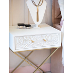 Приставной столик с выдвижным ящиком  White Table Carved Pattern варинант исполнения - 7 | Loft Concept в Новосибирске