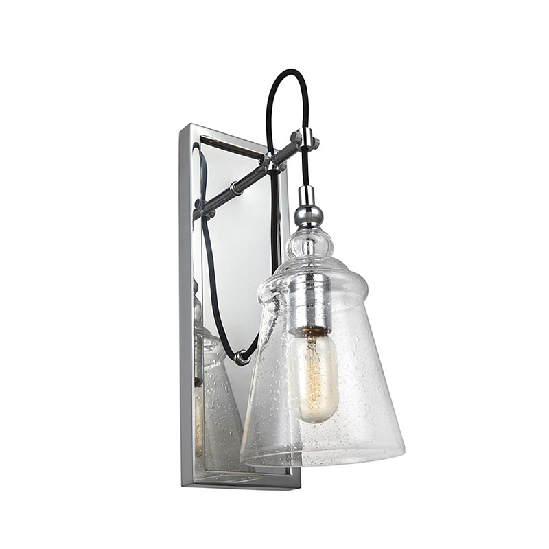 Бра с плафоном в форме колокола из прозрачного стекла с пузырьками Feiss Хром Прозрачное Стекло в Новосибирске | Loft Concept 