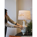 Настольная лампа с принтом на белом тканевом абажуре Roof Garden Lamp варинант исполнения - 5 | Loft Concept в Новосибирске