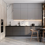 Серый кухонный гарнитур с фасадом под светлый дуб Ferrand Kitchen Set варинант исполнения - 1 | Loft Concept в Новосибирске