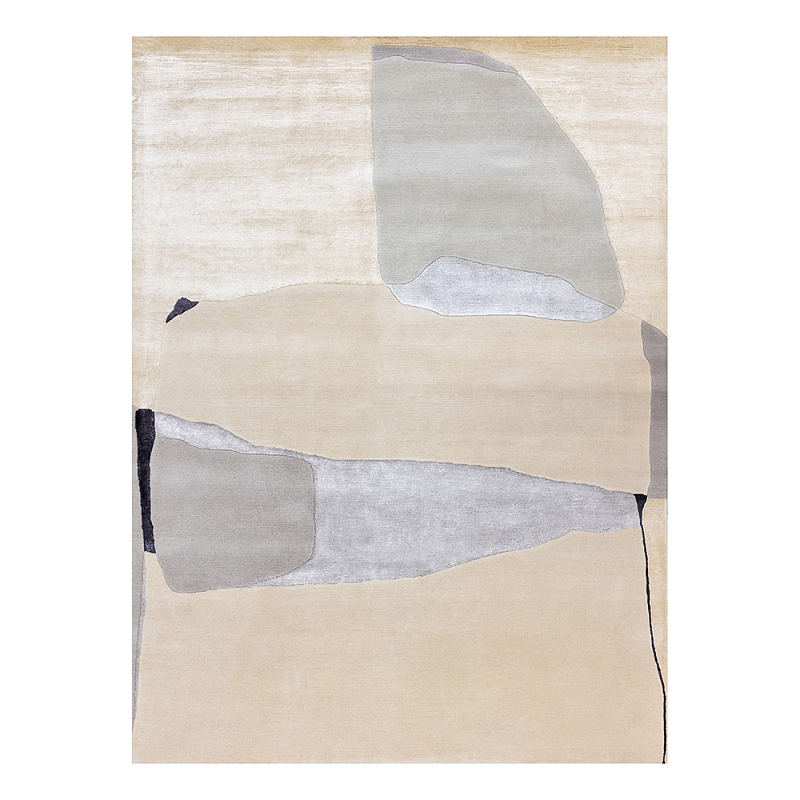 Ковер шелк Manhattan Wool Silk Carpet VI Серый Бежевый в Новосибирске | Loft Concept 