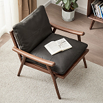 Кресло c каркасом из массива дерева и мягкой кожаной обивкой Walnut Armchair варинант исполнения - 2 | Loft Concept в Новосибирске