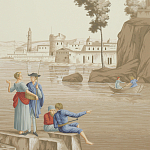 Обои ручная роспись Views of Italy Azure on Sepia варинант исполнения - 2 | Loft Concept в Новосибирске