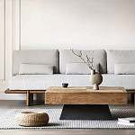 Дизайнерский журнальный стол квадратный с черным трапециевидным основанием Wokab варинант исполнения - 1 | Loft Concept в Новосибирске