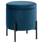 Синий пуф на черных ножках SANJAY варинант исполнения - 1 | Loft Concept в Новосибирске