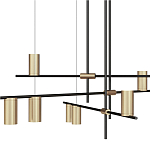 Люстра с 9-ю цилиндрическими плафонами цвета латунь TRIBES CHANDELIER варинант исполнения - 2 | Loft Concept в Новосибирске