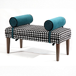 Банкетка Banquette PIED DE POULE с принтом гусиная лапка и синими подлокотниками  варинант исполнения - 2 | Loft Concept в Новосибирске