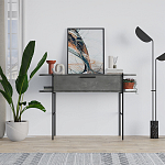 Консоль напольная серая с выдвижным ящиком и 2-мя полками с белой столешницей OTIS CONSOLE RETRO GRAY варинант исполнения - 1 | Loft Concept в Новосибирске