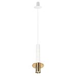 Подвесной светильник с узким цилиндрическим плафоном и золотым металлическим декором Concrete Pipe варинант исполнения - 11 | Loft Concept в Новосибирске