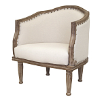 Кресло низкое с мягкой обивкой из льна на 4-х деревянных ножках Emile Armchair beige варинант исполнения - 3 | Loft Concept в Новосибирске