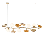 Люстра линейная на золотистом каркасе с белыми стеклянными плафонами Zest of Light варинант исполнения - 1 | Loft Concept в Новосибирске