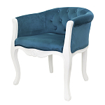 Кресло низкое в стиле прованс Louis French Armchair white and blue velour варинант исполнения - 3 | Loft Concept в Новосибирске