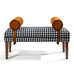 Банкетка Banquette PIED DE POULE Orange с принтом гусиная лапка Оранжевые валики варинант исполнения - 1 | Loft Concept в Новосибирске