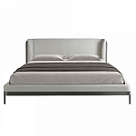 Кровать двуспальная серая с мягким изголовьем из экокожи и ткани Modern Look варинант исполнения - 3 | Loft Concept в Новосибирске