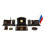 Настольный письменный набор с часами из природного камня обсидиана  Gift for Manager варинант исполнения - 1 | Loft Concept в Новосибирске