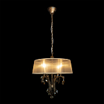 Люстра подвесная круглая с тканевым полупрозрачным абажуром и подвесками 4 лампы Gilded Elegance варинант исполнения - 1 | Loft Concept в Новосибирске