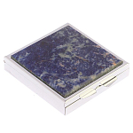 Таблетница карманная квадратная с 4-мя отделениями с зеркалом и накладкой из натурального камня Содалит Silver Stone Pillboxes варинант исполнения - 1 | Loft Concept в Новосибирске