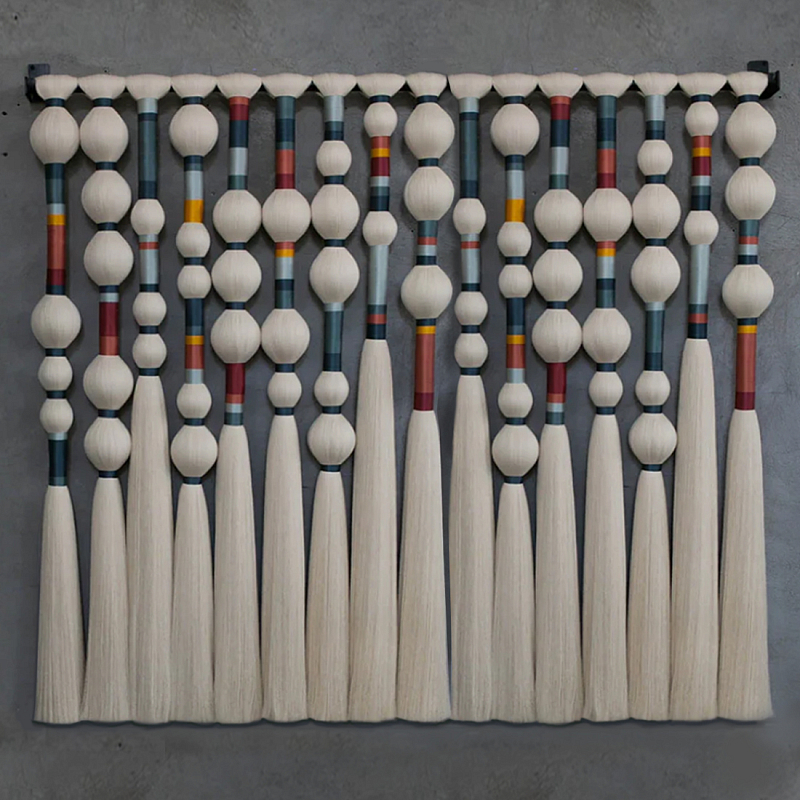 Панно на стену из хлопковых нитей Multi Morse Wall Hanging  Белый Мульти в Новосибирске | Loft Concept 