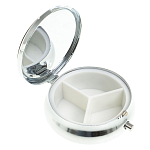 Таблетница карманная круглая с 3-мя отделениями с зеркалом и накладкой из натурального камня Апатит Желтый Silver Stone Pillboxes варинант исполнения - 2 | Loft Concept в Новосибирске