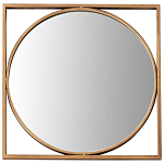 Круглое  зеркало в квадратной раме из металла Coste Mirror варинант исполнения - 1 | Loft Concept в Новосибирске