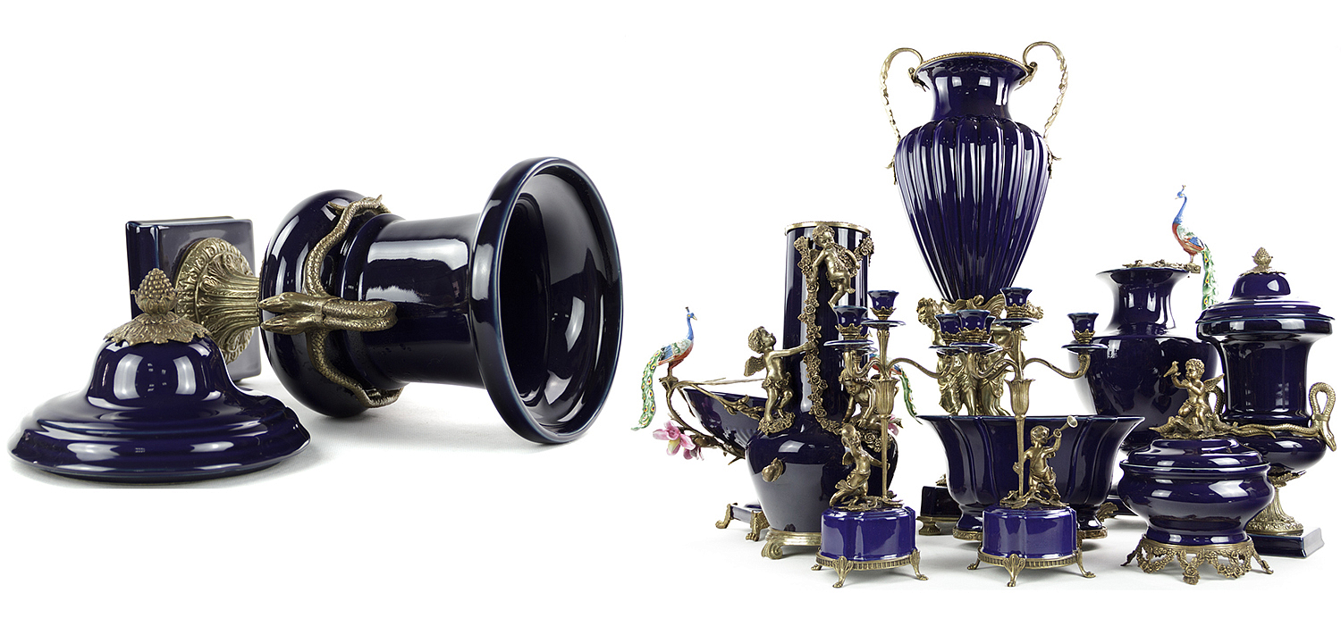 Ваза Selenia Blue Vase Bronze Serpents Ваза Selenia Blue Vase Bronze Serpents - Loft-Concept в Новосибирске