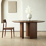 Стол обеденный круглый с двойной столешницей Walnut Wood Table варинант исполнения - 9 | Loft Concept в Новосибирске