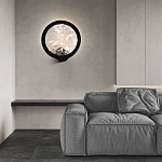 Светодиодное бра круглой формы с металлической рамой черного цвета Marble Glow варинант исполнения - 3 | Loft Concept в Новосибирске