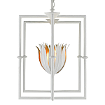 Люстра белая прямоугольная с абажурами в виде цветков тюльпана White Tulips варинант исполнения - 3 | Loft Concept в Новосибирске