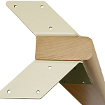 Обеденный стол с прямоугольной бежевой столешницей из стекла на 4-х деревянных ножках Beige Marble варинант исполнения - 5 | Loft Concept в Новосибирске