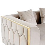 Диван двухместный  бежевый с золотым каркасом Bertrude варинант исполнения - 2 | Loft Concept в Новосибирске