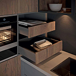 Комбинированный кухонный гарнитур сине-серого цвета с фасадом под дерево Benjamin Kitchen Set варинант исполнения - 2 | Loft Concept в Новосибирске