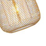 Подвесной светильник со стеклянным плафоном цилиндрической формы и металлической сеткой Metal Mesh Gold варинант исполнения - 4 | Loft Concept в Новосибирске