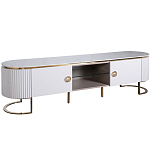 Тумба под телевизор белая овальная с мраморной столешницей Thoroughbass варинант исполнения - 1 | Loft Concept в Новосибирске