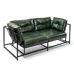 Диван Лофт Натуральная Винтажная кожа Зеленый Two Seat Encounter Leather Sofa варинант исполнения - 3 | Loft Concept в Новосибирске