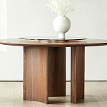 Стол обеденный круглый с двойной столешницей Walnut Wood Table варинант исполнения - 4 | Loft Concept в Новосибирске