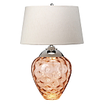 Настольная лампа с фактурным стеклянным основанием красного цвета с хромированной деталью у горловины и белым абажуром из искусственного шёлка Elstead Lighting варинант исполнения - 1 | Loft Concept в Новосибирске