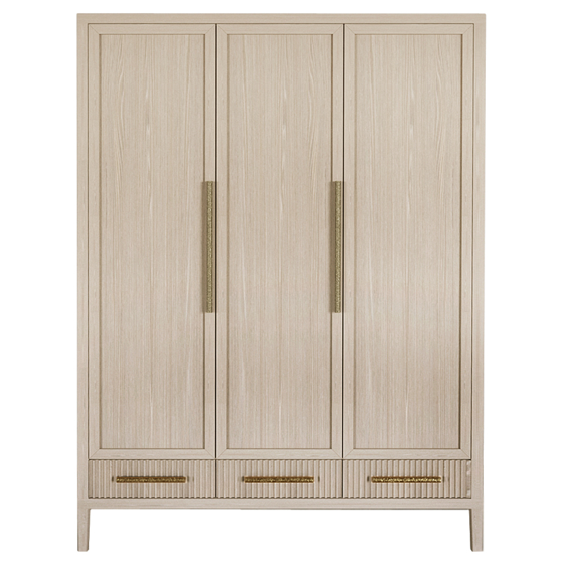 Большой Шкаф Primo Светлый дуб с 3 дверьми и 3 выдвижными ящиками Древесина Золотой в Новосибирске | Loft Concept 