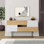 Комод c 2-мя белыми дверцами и 2-мя выдвижными ящиками цвета древесины EROS CONSOLE OAK WHITE варинант исполнения - 1 | Loft Concept в Новосибирске