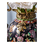 Ваза из фарфора черная с цветочной росписью и бронзовыми элементами Spring Garden варинант исполнения - 5 | Loft Concept в Новосибирске