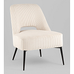 Кресло лаунж Бостон велюр рельефный молочный на черных ножках варинант исполнения - 1 | Loft Concept в Новосибирске