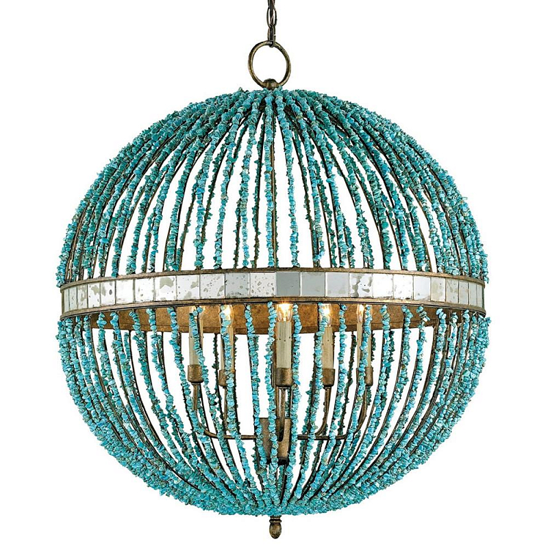 Светильник CURREY AND COMPANY BEADED ORB CHANDELIER — TURQUOISE BLUE Бирюзовый Светильник CURREY AND COMPANY BEADED ORB CHANDELIER — TURQUOISE BLUE Бирюзовый в Новосибирске | Loft Concept
